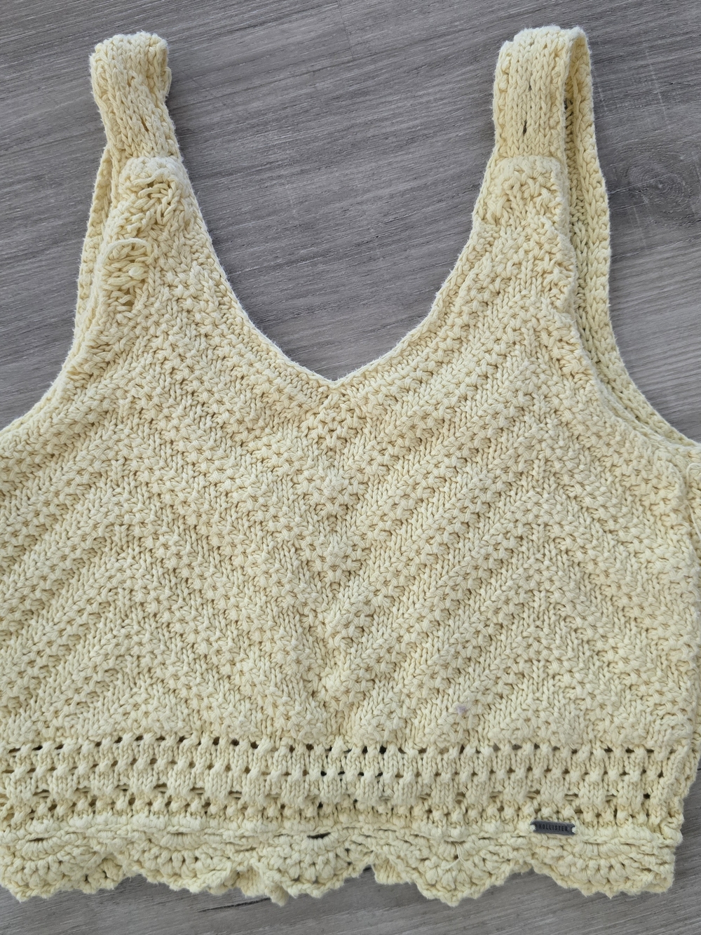 Hollister | Butter Yellow Crochet Cotton Knit Tank | Size XS